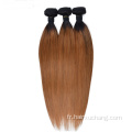 Nouveau produit Ombre 1B / 30 Extensions de cheveux humains Poules de cheveux indiens crus avec fermeture